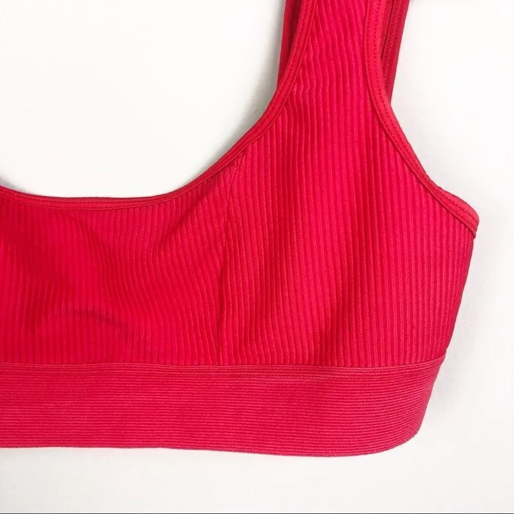 FRANKIE’S BIKINIS | Drew Red Ribbed Pullover Bikini Top Women’s Size Large